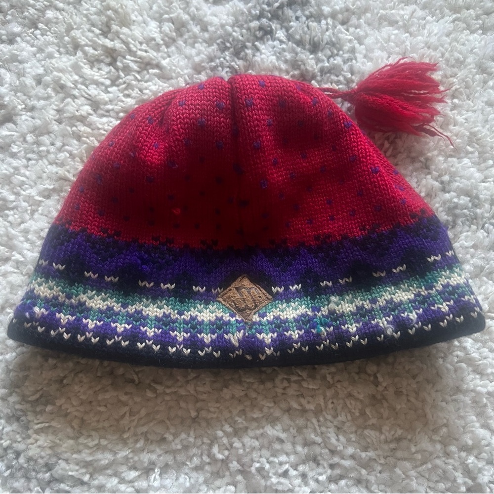 Retro Ski Winter Hat Merkley Headwear Colorful Tassel Cap Virgin Wool.